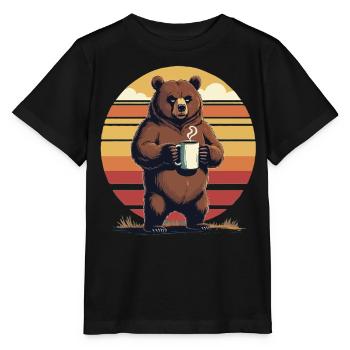 Grim Bear Tasse à café Ours Café Fatigué - T-shirt bio MINI CREATOR Stanley/Stella Enfant - noir - Devant - Mikhail (115cm)