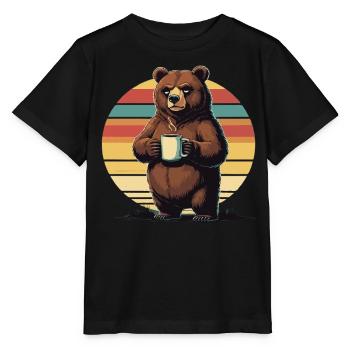 Grim Bear Coffee Mug Bears Coffee Tired - Stanley/Stella MINI CREATOR Kids’ T-Shirt - black - Front - Mikhail (115cm)