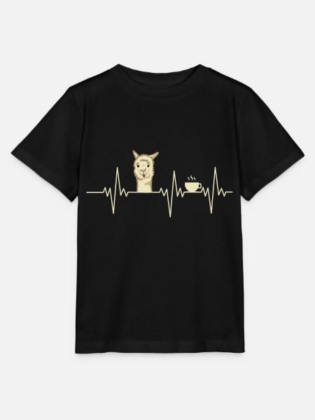 Heartbeat Alpaca Herzschlag Kaffee Alpaka Geschenk - Stanley/Stella Kinder T-Shirt MINI CREATOR  - Schwarz