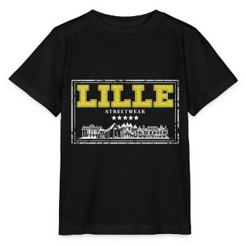 Lille France City Skyline Accueil Amour - T-shirt bio MINI CREATOR Stanley/Stella Enfant - noir - Devant - Mikhail (115cm)