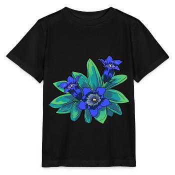Alpen Blume Enzian Flora Gebirge Blüte Blumen - Stanley/Stella Kinder T-Shirt MINI CREATOR  - Schwarz - Vorne - Mikhail (115cm)