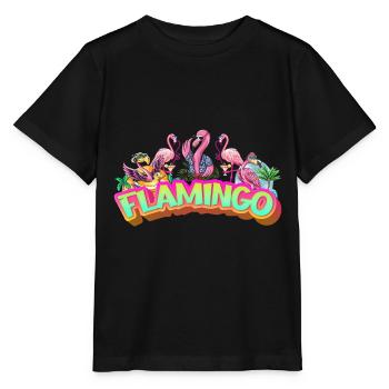Flamant rose vacances d’été rose oiseau exotique coloré - T-shirt bio MINI CREATOR Stanley/Stella Enfant - noir - Devant - Mikhail (115cm)