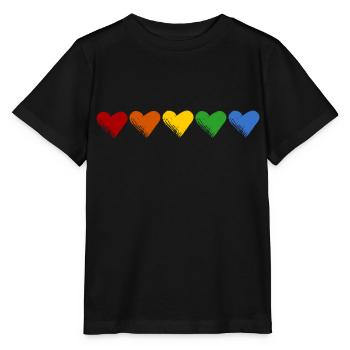 Farbige Herzen - Stanley/Stella Kinder T-Shirt MINI CREATOR  - Schwarz - Vorne - Mikhail (115cm)