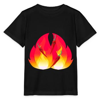 Feuriger Chilli schaft Gewürze Speise gesund - Stanley/Stella Kinder T-Shirt MINI CREATOR  - Schwarz - Vorne - Mikhail (115cm)