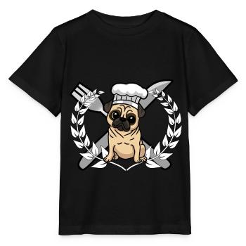 Pug Dog Cuisine Cuisine Chef Gastronomique - T-shirt bio MINI CREATOR Stanley/Stella Enfant - noir - Devant - Mikhail (115cm)