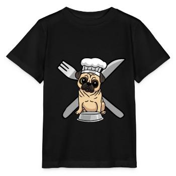 Mops Leben Hund Hunde hungrig kochen - Stanley/Stella Kinder T-Shirt MINI CREATOR  - Schwarz - Vorne - Mikhail (115cm)