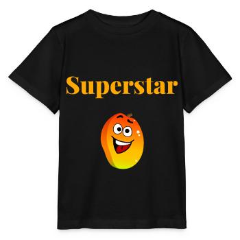 Mangue Superstar été orange fruit soleil humour - T-shirt bio MINI CREATOR Stanley/Stella Enfant - noir - Devant - Mikhail (115cm)