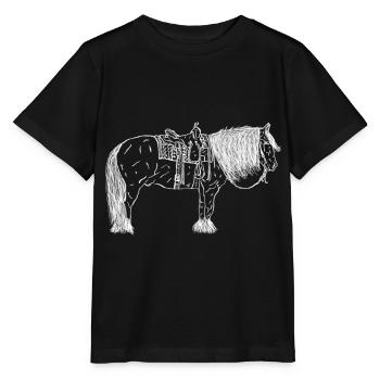 Cheval avec selle - T-shirt bio MINI CREATOR Stanley/Stella Enfant - noir - Devant - Mikhail (115cm)