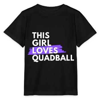 This girl loves quadball - Stanley/Stella MINI CREATOR Kids’ T-Shirt - black - Front - Mikhail (115cm)
