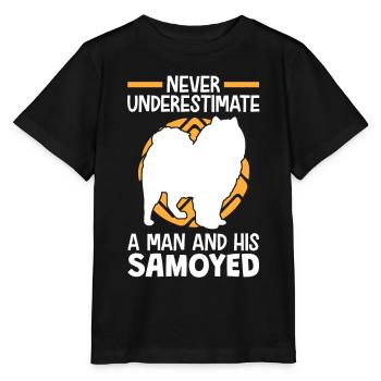 Woman with Samoyed Sled Dog Samoyeds - Stanley/Stella MINI CREATOR Kids’ T-Shirt - black - Front - Mikhail (115cm)