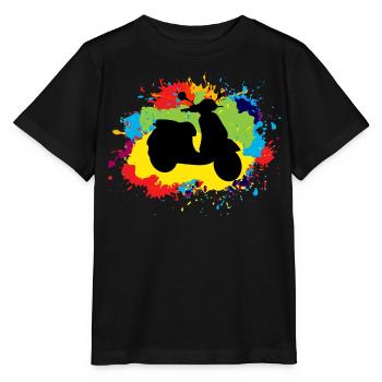 Scooter Rider Moto Cyclomoteur Vélo Aquarelle - T-shirt bio MINI CREATOR Stanley/Stella Enfant - noir - Devant - Mikhail (115cm)