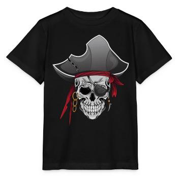 Totenkopf Pirat Piraten Piratenflagge Totenschädel - Stanley/Stella Kinder T-Shirt MINI CREATOR  - Schwarz - Vorne - Mikhail (115cm)