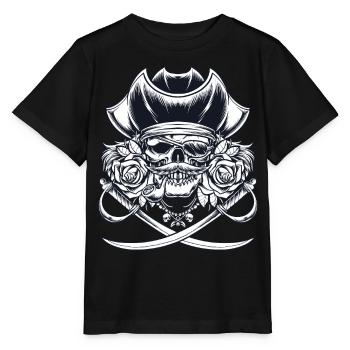 Totenkopf Pirat Piraten Piratenflagge Totenschädel - Stanley/Stella Kinder T-Shirt MINI CREATOR  - Schwarz - Vorne - Mikhail (115cm)