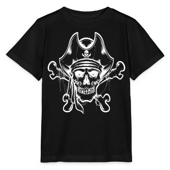 Totenkopf Pirat Piraten Piratenflagge Totenschädel - Stanley/Stella Kinder T-Shirt MINI CREATOR  - Schwarz - Vorne - Mikhail (115cm)