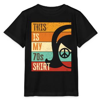 70s 1970s Seventies Party Outfit Costume - Stanley/Stella MINI CREATOR Kids’ T-Shirt - black - Front - Mikhail (115cm)