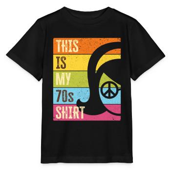70s 1970s Seventies Party Outfit Costume - Stanley/Stella MINI CREATOR Kids’ T-Shirt - black - Front - Mikhail (115cm)