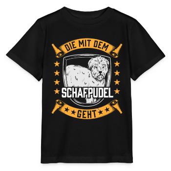 Die mit dem Schafpudel altdeutscher Hütepudel - Stanley/Stella Kinder T-Shirt MINI CREATOR  - Schwarz - Vorne - Mikhail (115cm)