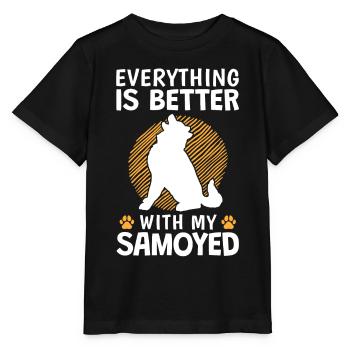 Everything is better with Samoyed Sled Dog - Stanley/Stella MINI CREATOR Kids’ T-Shirt - black - Front - Mikhail (115cm)