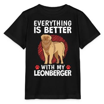 Alles ist besser mit meinem Leonberger - Stanley/Stella Kinder T-Shirt MINI CREATOR  - Schwarz - Vorne - Mikhail (115cm)