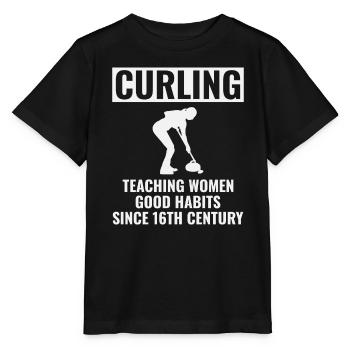 Curling Kehrfächer Winter Eissport Curler Lustig - Stanley/Stella Kinder T-Shirt MINI CREATOR  - Schwarz - Vorne - Mikhail (115cm)