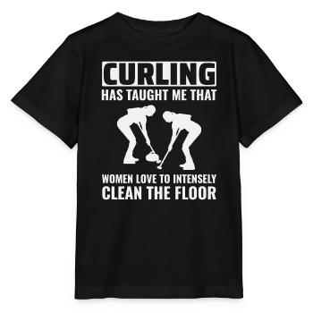 Curling Kehrfächer Winter Eissport Curler Lustig - Stanley/Stella Kinder T-Shirt MINI CREATOR  - Schwarz - Vorne - Mikhail (115cm)