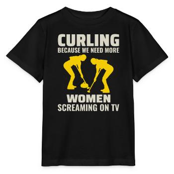 Curling Kehrfächer Winter Eissport Curler Lustig - Stanley/Stella Kinder T-Shirt MINI CREATOR  - Schwarz - Vorne - Mikhail (115cm)