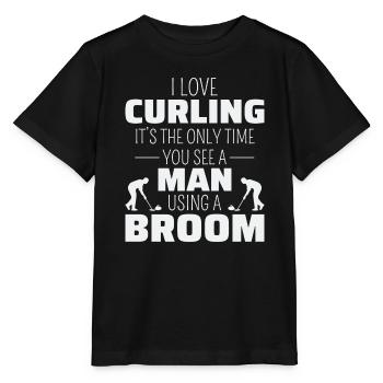 Curling Kehrfächer Winter Eissport Curler Lustig - Stanley/Stella Kinder T-Shirt MINI CREATOR  - Schwarz - Vorne - Mikhail (115cm)