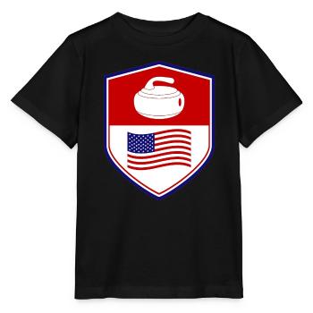 American Flag Curling Team Winter Ice Sport USA - Stanley/Stella Kinder T-Shirt MINI CREATOR  - Schwarz - Vorne - Mikhail (115cm)