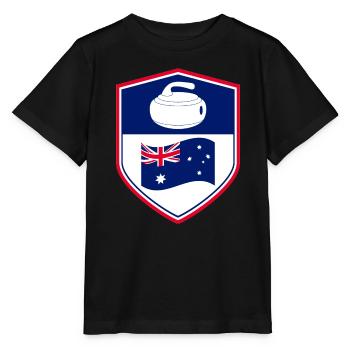 Australische Flagge Curling Winter Eissport Australien - Stanley/Stella Kinder T-Shirt MINI CREATOR  - Schwarz - Vorne - Mikhail (115cm)