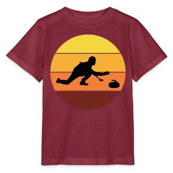 Stone Curling Wintersport 80er Jahre Stil Retro Vintage - Stanley/Stella Kinder T-Shirt MINI CREATOR  - Burgunderrot - Vorne - Kain (125cm)