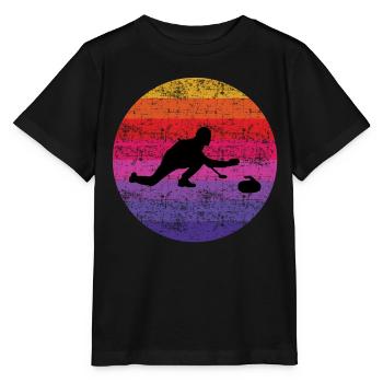 Stone Curling Wintersport 80er Jahre Stil Retro Vintage - Stanley/Stella Kinder T-Shirt MINI CREATOR  - Schwarz - Vorne - Mikhail (115cm)