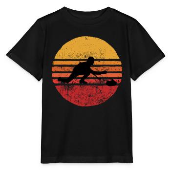 Stone Curling Wintersport 80er Jahre Stil Retro Vintage - Stanley/Stella Kinder T-Shirt MINI CREATOR  - Schwarz - Vorne - Mikhail (115cm)