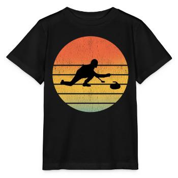 Stone Curling Wintersport 80er Jahre Stil Retro Vintage - Stanley/Stella Kinder T-Shirt MINI CREATOR  - Schwarz - Vorne - Mikhail (115cm)