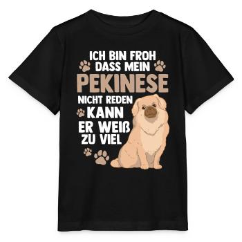 Pekinese weiß zu viel Peking-Palasthund - Stanley/Stella Kinder T-Shirt MINI CREATOR  - Schwarz - Vorne - Mikhail (115cm)