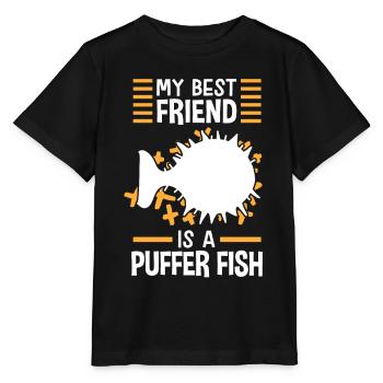 Puffer fish is my friend Giant puffer fish - Stanley/Stella MINI CREATOR Kids’ T-Shirt - black - Front - Mikhail (115cm)