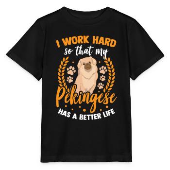 Arbeite für meinen Pekinese Peking-Palasthund - Stanley/Stella Kinder T-Shirt MINI CREATOR  - Schwarz - Vorne - Mikhail (115cm)