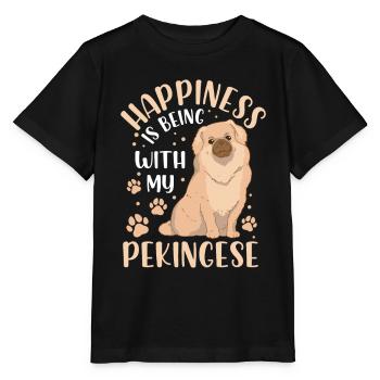 Pekinese macht glücklich Peking-Palasthund - Stanley/Stella Kinder T-Shirt MINI CREATOR  - Schwarz - Vorne - Mikhail (115cm)