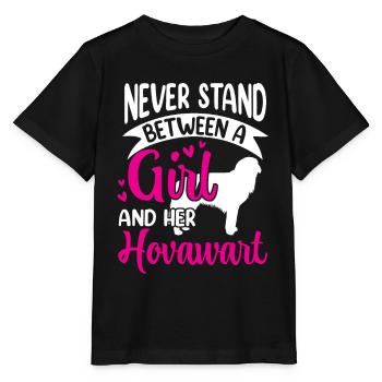Mädchen und ihr Hovawart Derber Bauernhund - Stanley/Stella Kinder T-Shirt MINI CREATOR  - Schwarz - Vorne - Mikhail (115cm)