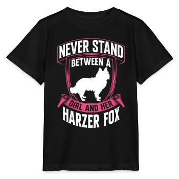 Girl and her Harz Fox Old German Herding Dog - Stanley/Stella MINI CREATOR Kids’ T-Shirt - black - Front - Mikhail (115cm)