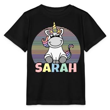 Sarah Unicorn Name - Stanley/Stella MINI CREATOR Kids’ T-Shirt - black - Front - Mikhail (115cm)