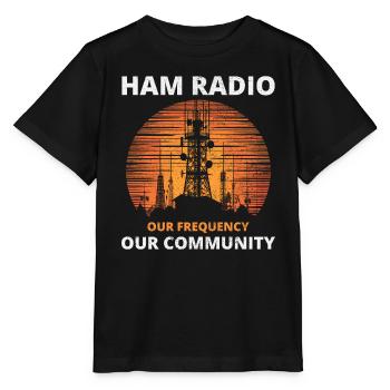 Ham Radio Tower Sunrise Uniting Our Frequency - Stanley/Stella MINI CREATOR Kids’ T-Shirt - black - Front - Mikhail (115cm)