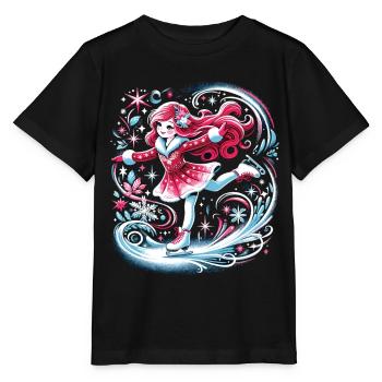 Grace on the Ice: Red Hair, Ice Skating Magic - Stanley/Stella MINI CREATOR Kids’ T-Shirt - black - Front - Mikhail (115cm)