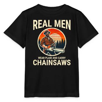 Lumberjack Woodworker Woodcutter Chainsaw Arborist - Stanley/Stella MINI CREATOR Kids’ T-Shirt - black - Front - Mikhail (115cm)