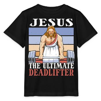 Jésus Le Soulevé de Terre Ultime - Soulevé de terre en salle - T-shirt bio MINI CREATOR Stanley/Stella Enfant - noir - Devant - Mikhail (115cm)