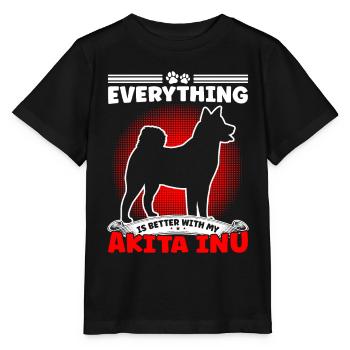 Better with Akita Inu Japanese Akita Inu - Stanley/Stella MINI CREATOR Kids’ T-Shirt - black - Front - Mikhail (115cm)