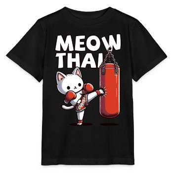 Muay Thai Boxing, Thai Boxing Kickboxen Meow Thai - Stanley/Stella Kinder T-Shirt MINI CREATOR  - Schwarz - Vorne - Mikhail (115cm)