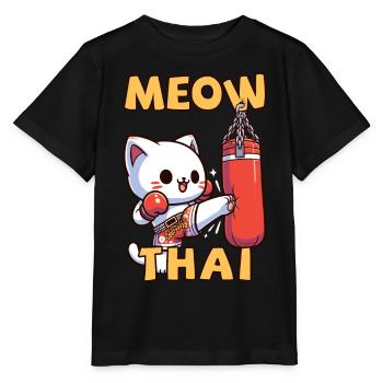 Muay Thai Boxing, Thai Boxing Kickboxen Meow Thai - Stanley/Stella Kinder T-Shirt MINI CREATOR  - Schwarz - Vorne - Mikhail (115cm)