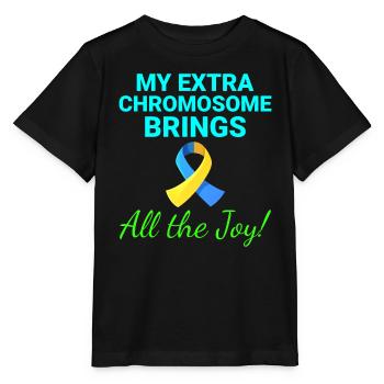 Down-Syndrom-Bewusstsein Joyful Extra Chromosom - Stanley/Stella Kinder T-Shirt MINI CREATOR  - Schwarz - Vorne - Mikhail (115cm)