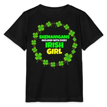 Schabernack inklusive: Irisches Mädchen St. Patrick's Day - Stanley/Stella Kinder T-Shirt MINI CREATOR  - Schwarz - Vorne - Mikhail (115cm)