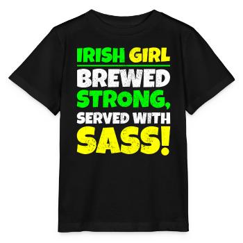 Irish Girl: Brewed Strong St Patricks Day - Stanley/Stella MINI CREATOR Kids’ T-Shirt - black - Front - Mikhail (115cm)